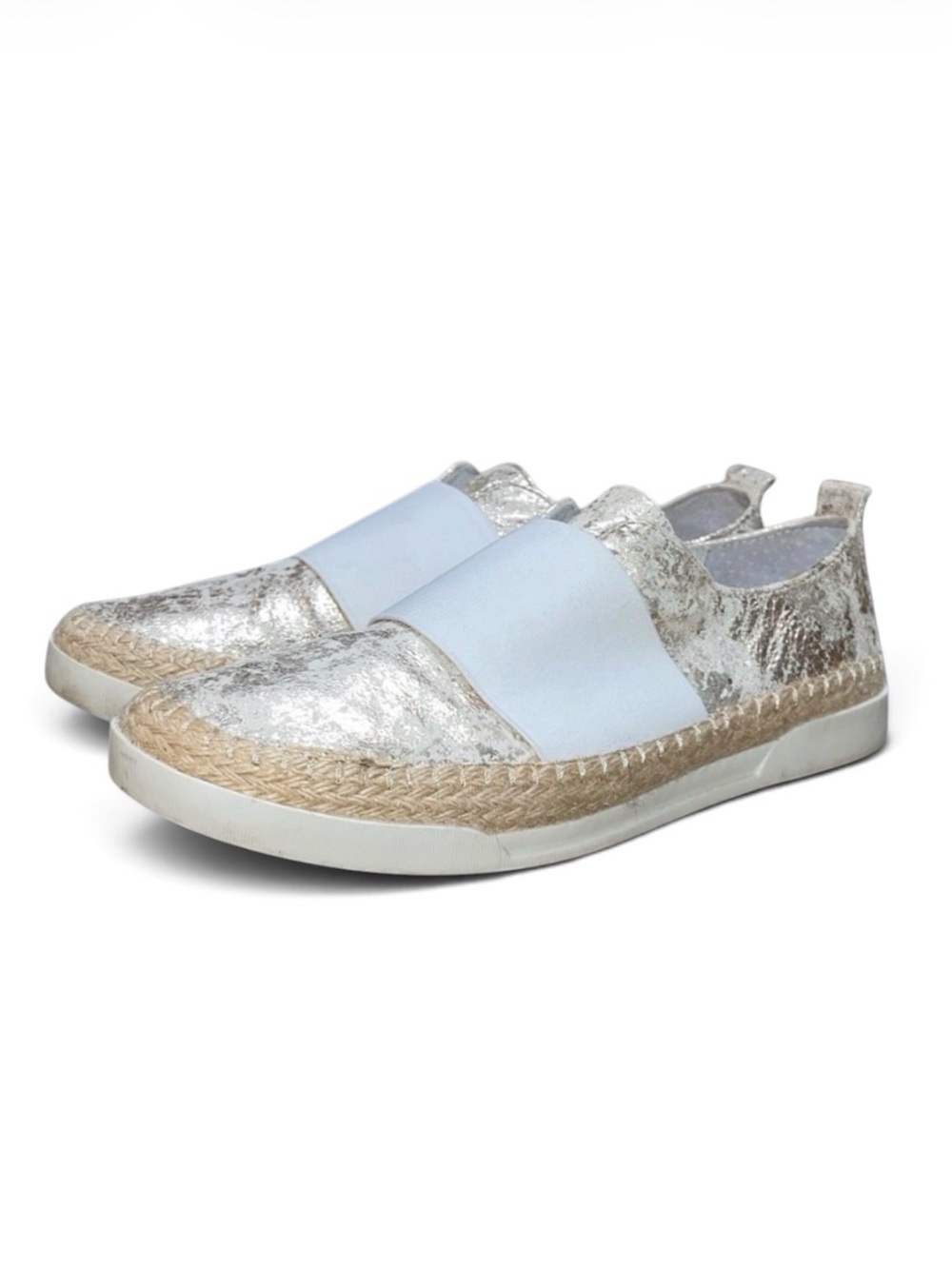 Johnston & Murphy Victoria Slip-on Banded Sneaker in Ivory/Gold Women's 8